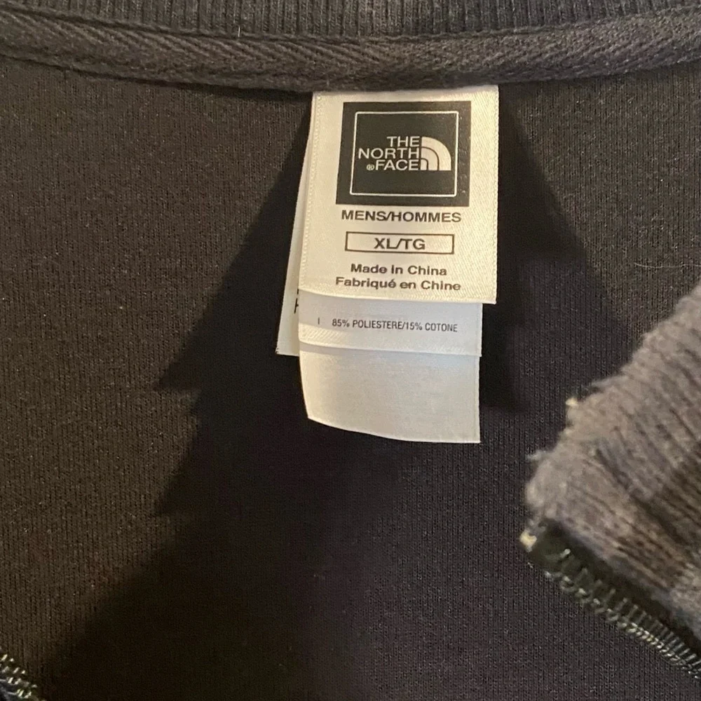 North Face Track Jacket Mens XL Black Gray Stripe Full Zip Mock Neck Casual